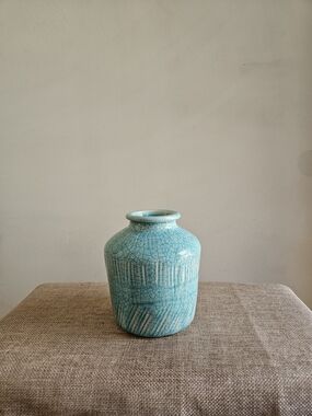 Pottery Turquoise Light-Blue Crackle Glaze Ceramic Vase